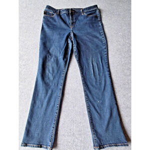 Chicos Women's So Slimming Girlfriend Straight Leg Jeans Dark Wash Size 36"x30"